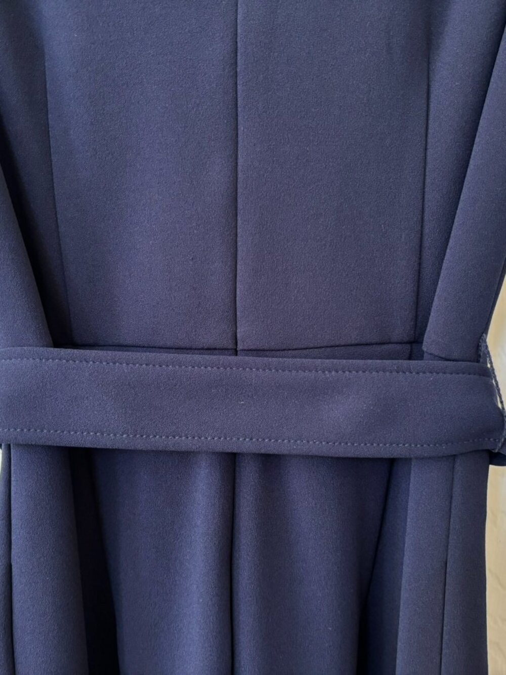 Calvin Klein Navy Sleeveless V-Neck Cropped Wide Leg Belted Jumpsuit 10 - Picture 8 of 9